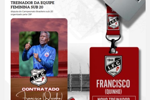 Professor Quinho assume o comando do I.FC Futebol Feminino Sub-20 em São Paulo